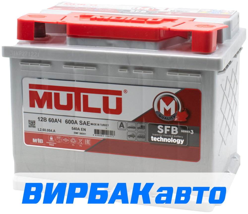 Купить Аккумулятор MUTLU SFB M3 60 Ач 540 А обратная, клемма стандартная,  цены в Сочи — интернет-магазин VIRBACauto